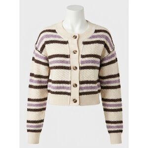 NEW FREE PEOPLE lila stripe cardigan in ivory combo